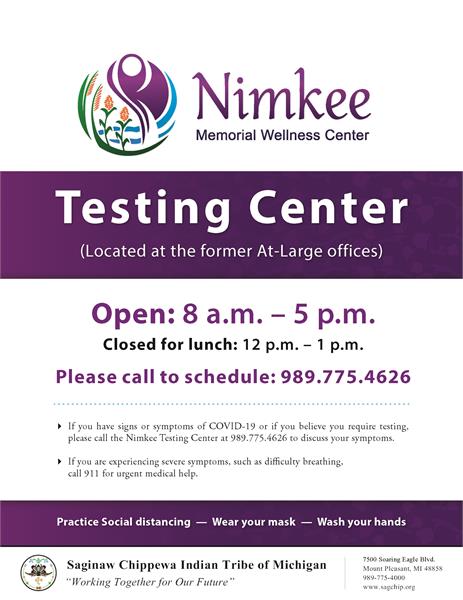 Nimkee Testing Center Phone Number Update Saginaw Chippewa