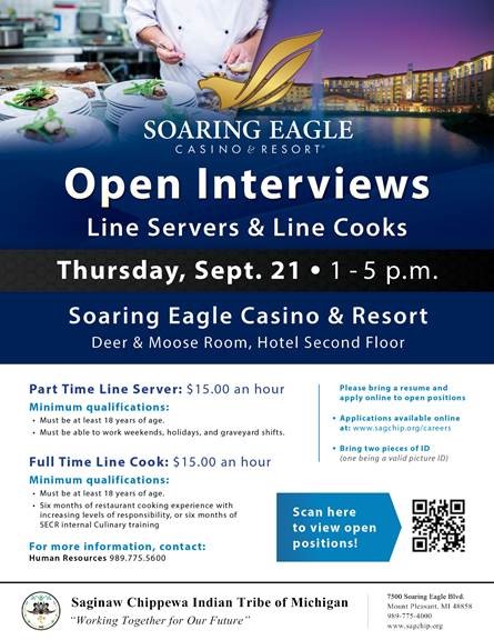 Open Interviews for Line Cook FT Line Server PT Saginaw